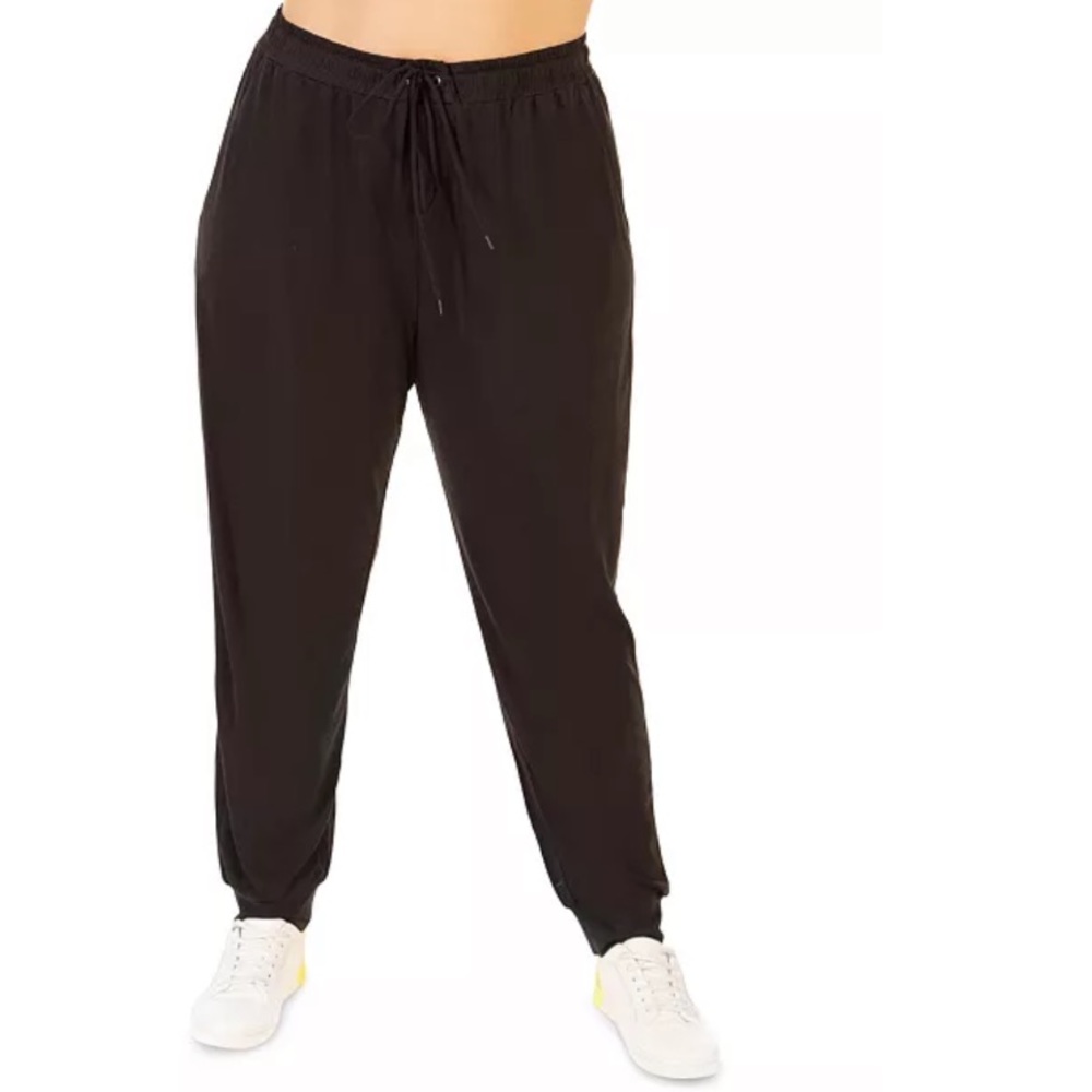 Black Tape Draped Jogger Pants in Black